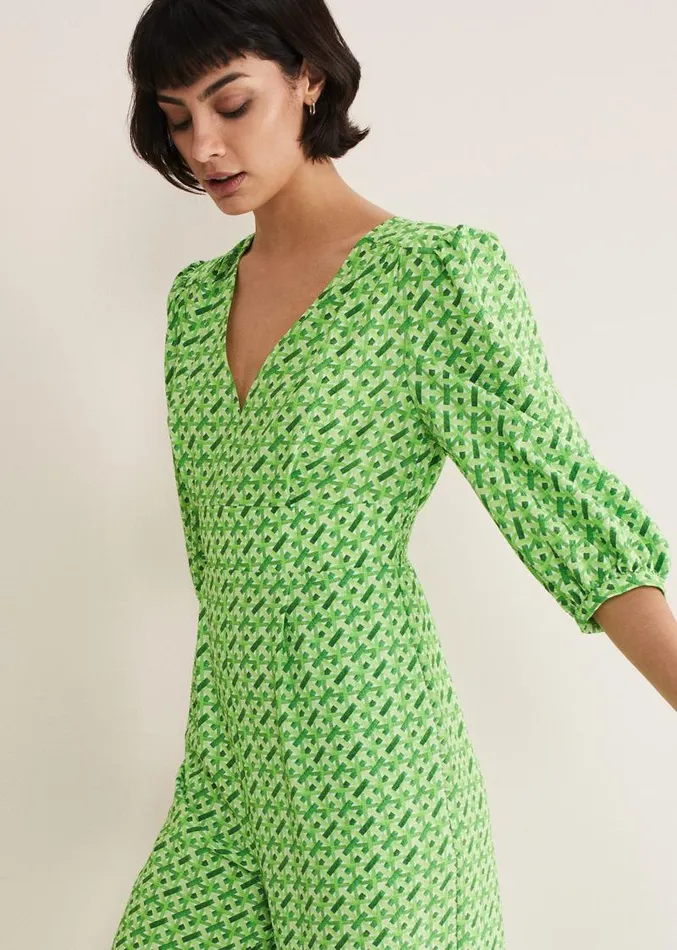 Lacey Geo Wide Leg Jumpsuit Green Women Phase Eight Dresses