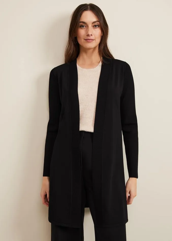 Lauren Longline Edge To Edge Cardigan Black Women Phase Eight Knitwear