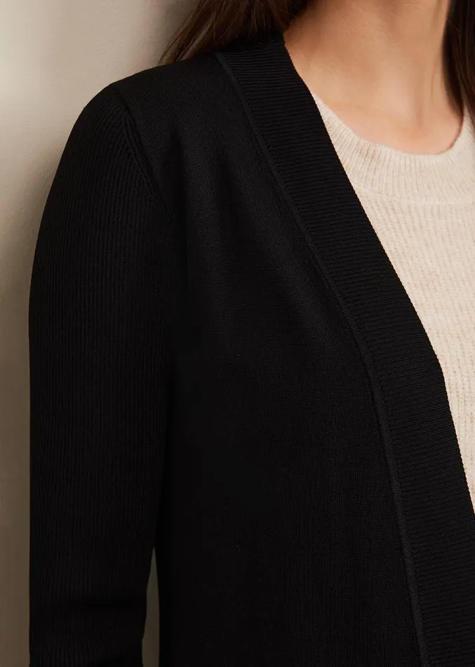 Lauren Longline Edge To Edge Cardigan Black Women Phase Eight Knitwear