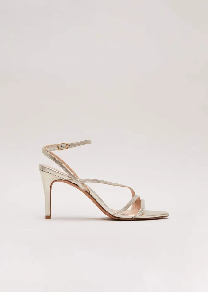 Leather Barely There Strappy Sandal Gold Women Phase Eight Occasion Shoes