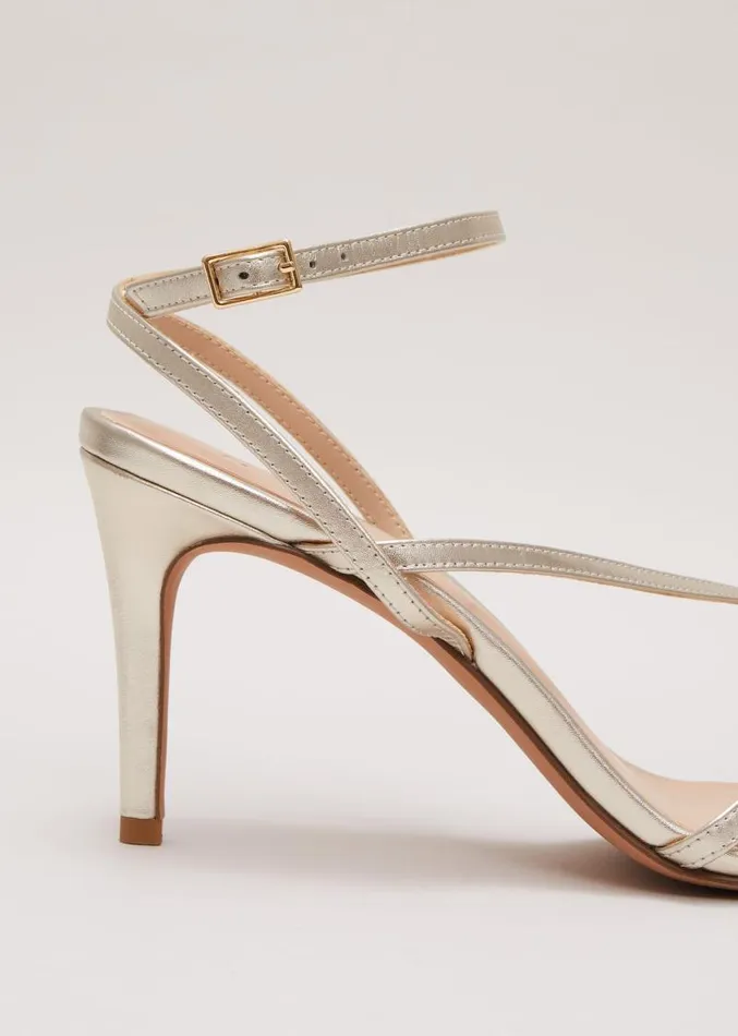 Leather Barely There Strappy Sandal Gold Women Phase Eight Occasion Shoes