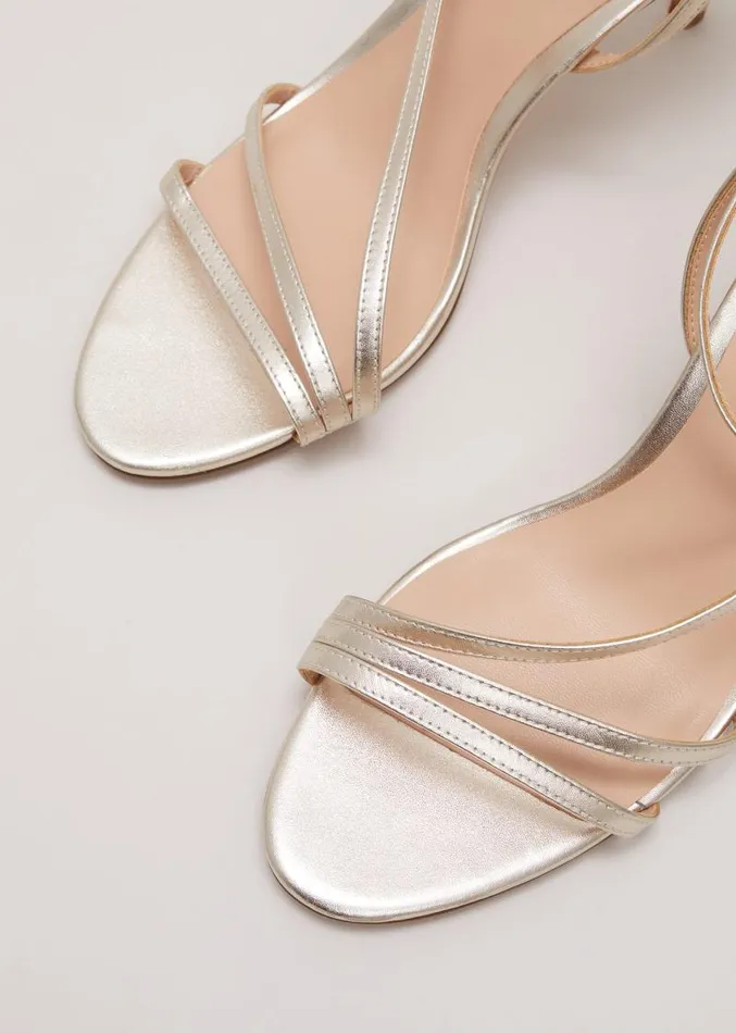 Leather Barely There Strappy Sandal Gold Women Phase Eight Occasion Shoes