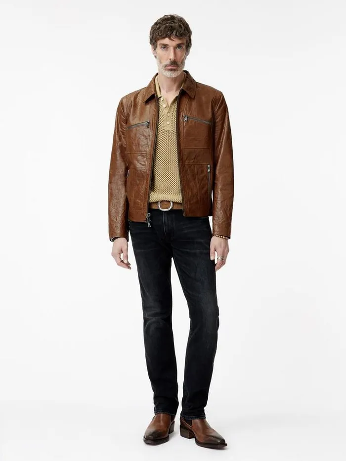 Leather Jackets Men John Varvatos BARROW JACKET Hazelnut