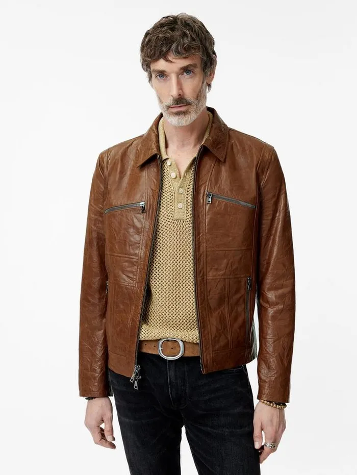 Leather Jackets Men John Varvatos BARROW JACKET Hazelnut