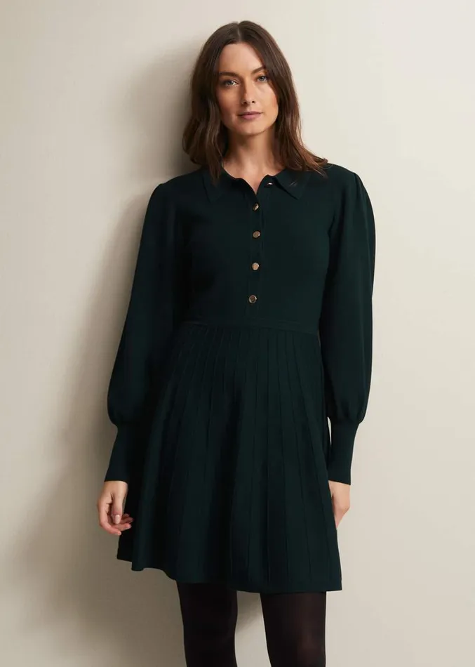 Lecia Fit And Flare Mini Dress Forest Women Phase Eight Dresses