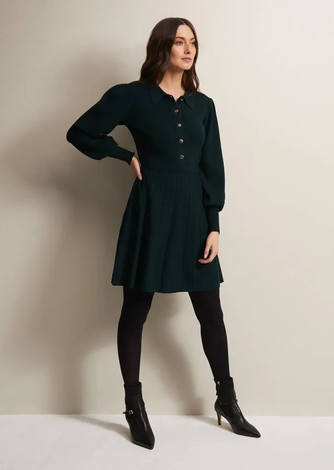 Lecia Fit And Flare Mini Dress Forest Women Phase Eight Dresses