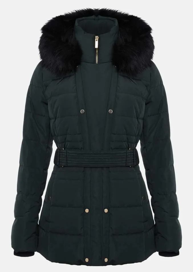 Leonor Tie Belted Short Puffer Forest Women Phase Eight Coats