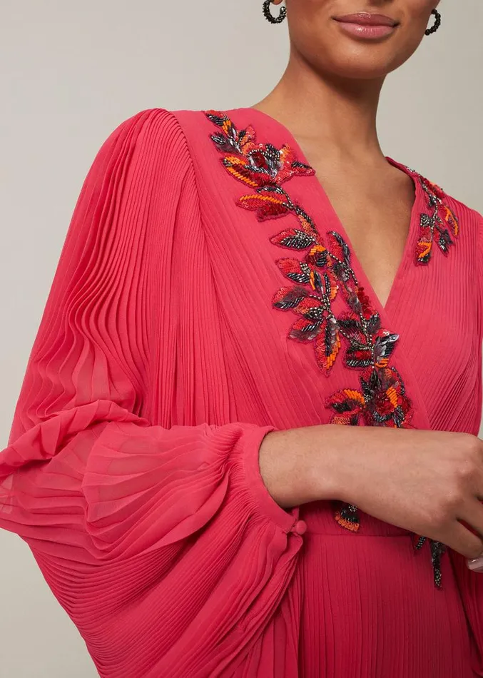 Lillian Pleated Wrap Maxi Dress Pink Women Phase Eight Dresses