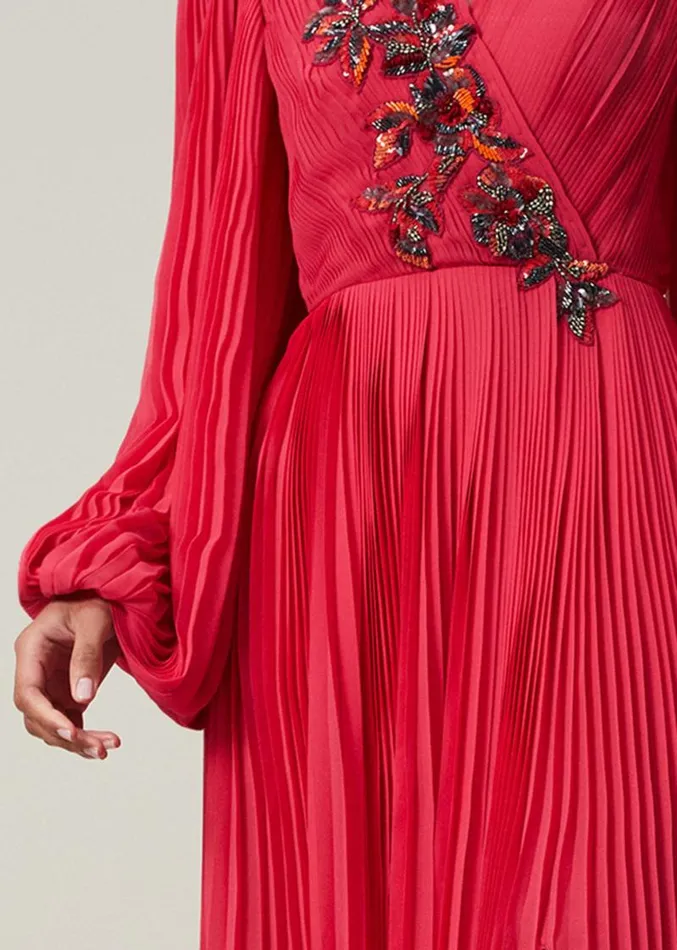 Lillian Pleated Wrap Maxi Dress Pink Women Phase Eight Dresses