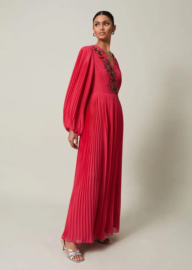Lillian Pleated Wrap Maxi Dress Pink Women Phase Eight Dresses