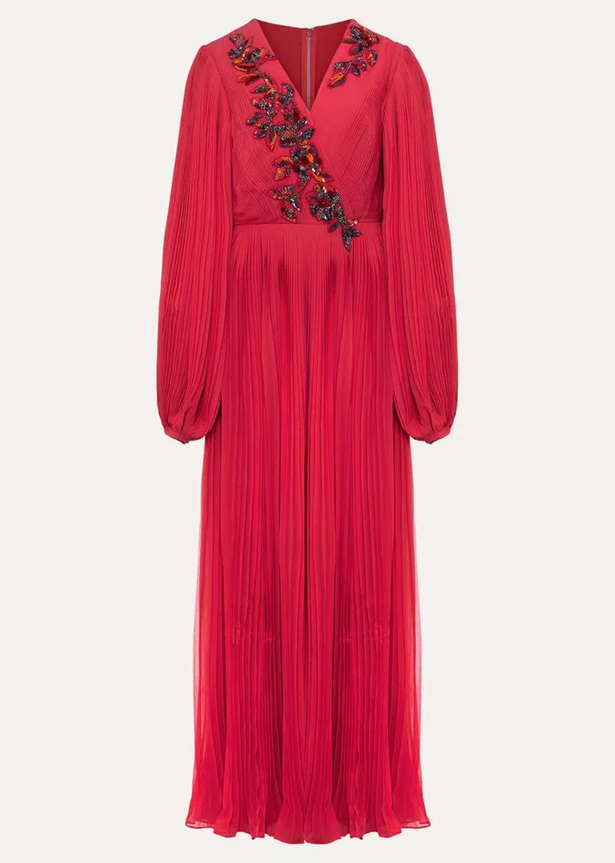 Lillian Pleated Wrap Maxi Dress Pink Women Phase Eight Dresses