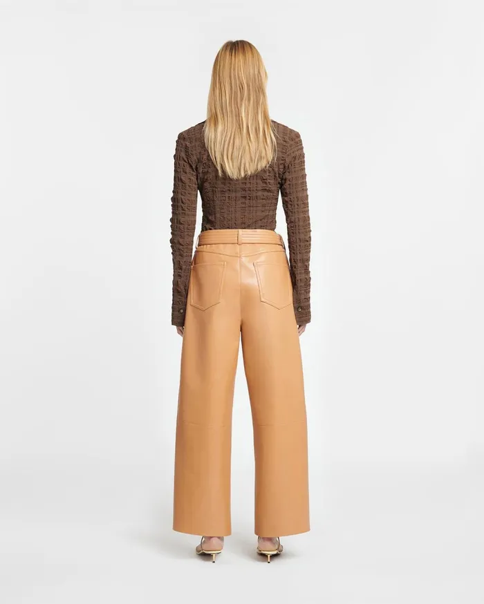 Lotte Checked Seersucker Shirt Dark Brown Women Nanushka Tops