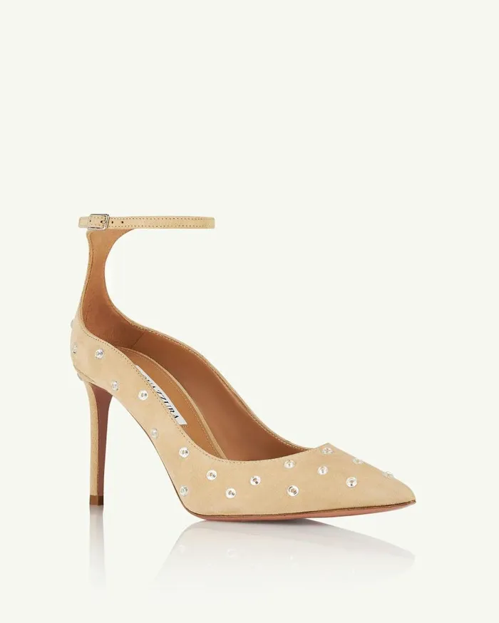 Love Affair Crystal Pump 85 Beige Women Aquazzura Pumps