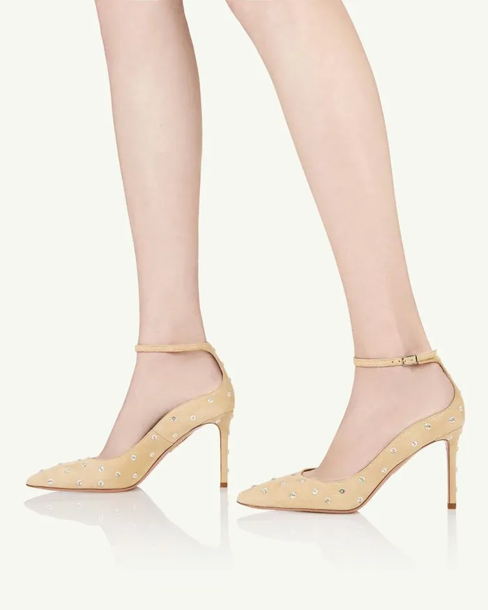 Love Affair Crystal Pump 85 Beige Women Aquazzura Pumps Love Affair Crystal Pump 85 Beige Women Aquazzura Pumps
