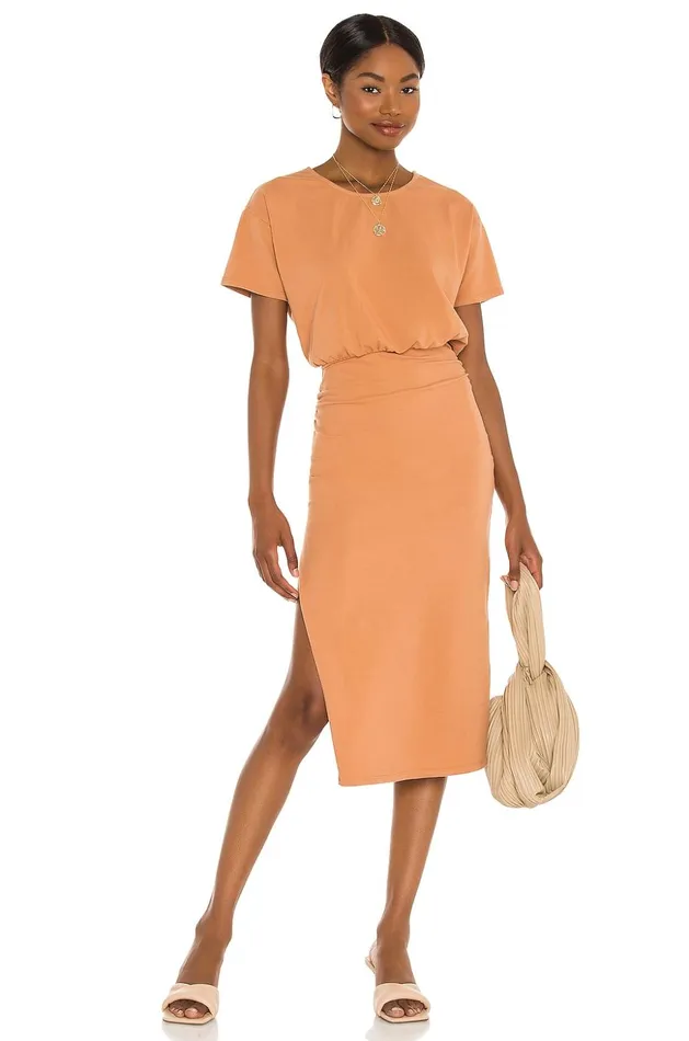 Lovers and Friends Dresses Women Easy Ruched Midi Dress Carmel