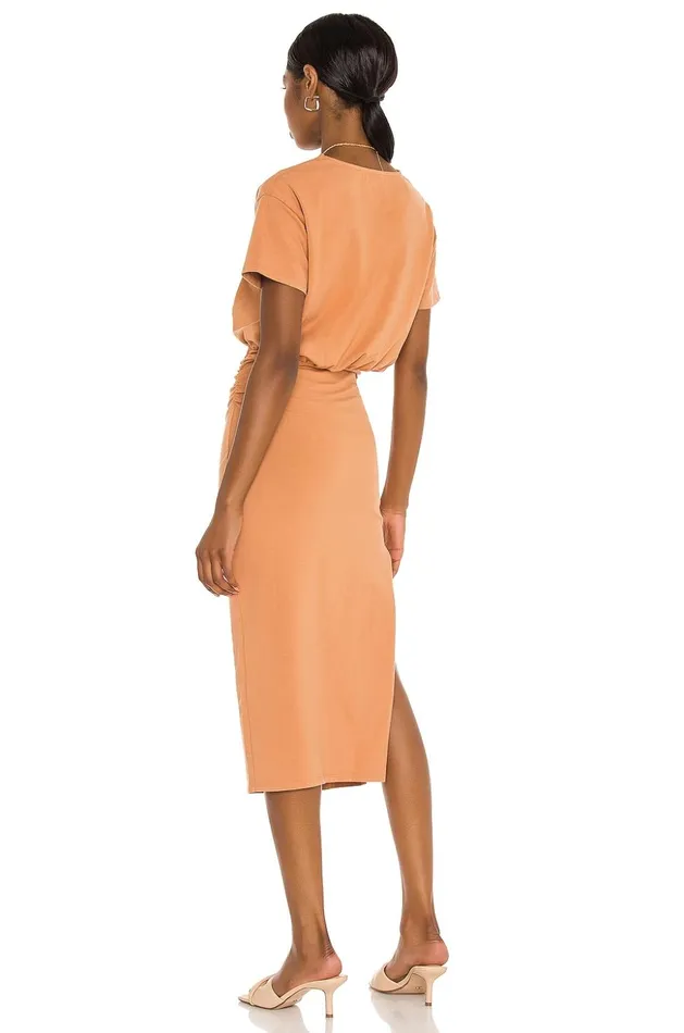 Lovers and Friends Dresses Women Easy Ruched Midi Dress Carmel Lovers and Friends Dresses Women Easy Ruched Midi Dress Carmel