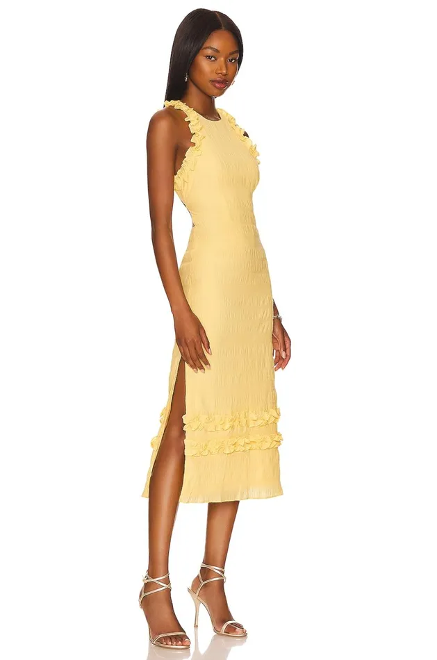 Lovers and Friends Dresses Women Tommy Midi Dress Lemon Yellow Lovers and Friends Dresses Women Tommy Midi Dress Lemon Yellow