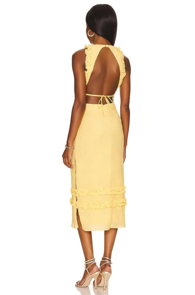 Lovers and Friends Dresses Women Tommy Midi Dress Lemon Yellow Lovers and Friends Dresses Women Tommy Midi Dress Lemon Yellow