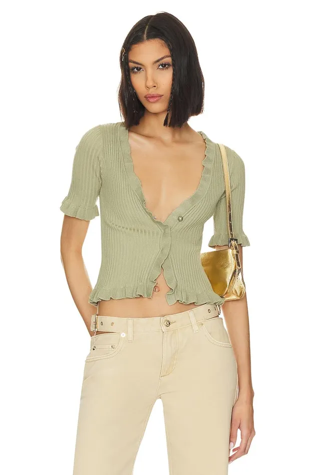 Lovers and Friends Sweaters and Knits Women Carissa Ruffle Sweater Matcha Green