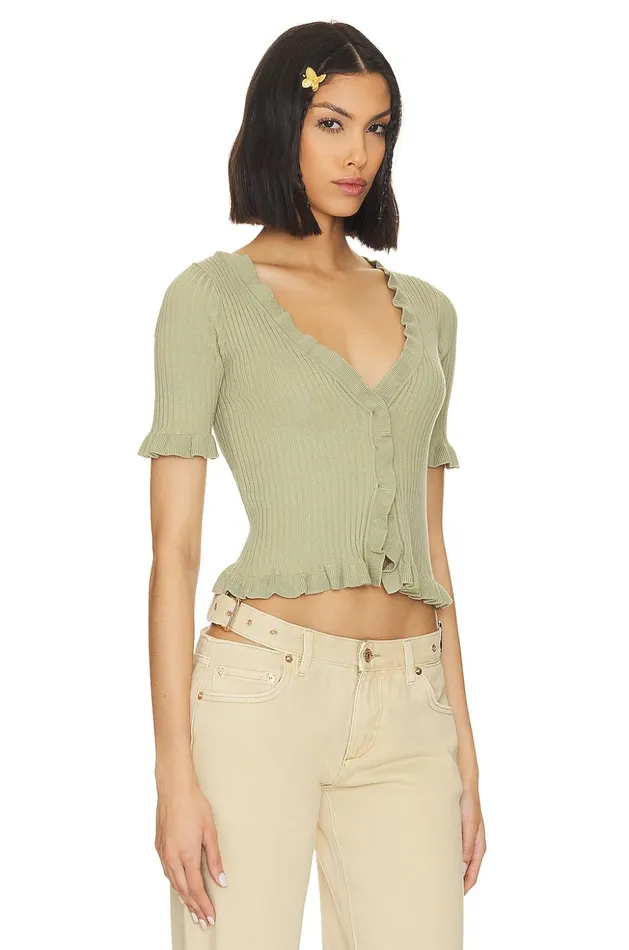 Lovers and Friends Sweaters and Knits Women Carissa Ruffle Sweater Matcha Green Lovers and Friends Sweaters and Knits Women Carissa Ruffle Sweater Matcha Green
