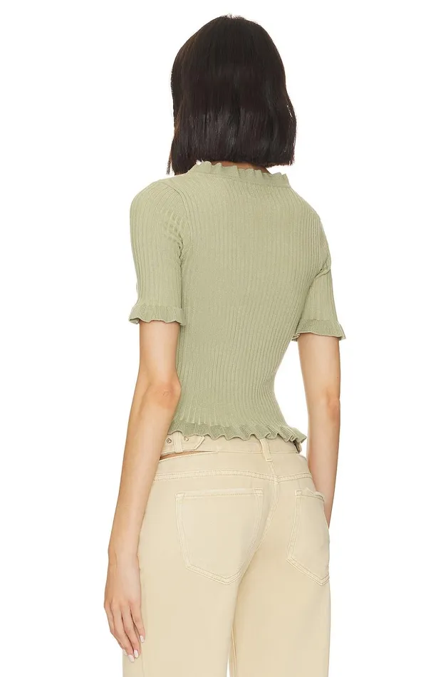 Lovers and Friends Sweaters and Knits Women Carissa Ruffle Sweater Matcha Green Lovers and Friends Sweaters and Knits Women Carissa Ruffle Sweater Matcha Green