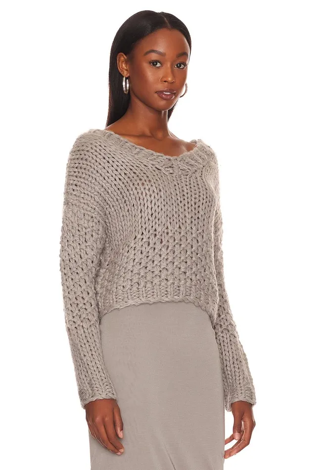 Lovers and Friends Sweaters and Knits Women Doxie Deep V Sweater Grey Lovers and Friends Sweaters and Knits Women Doxie Deep V Sweater Grey