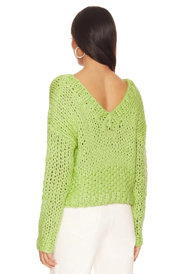 Lovers and Friends Sweaters and Knits Women Doxie Deep V Sweater Lime Green Lovers and Friends Sweaters and Knits Women Doxie Deep V Sweater Lime Green