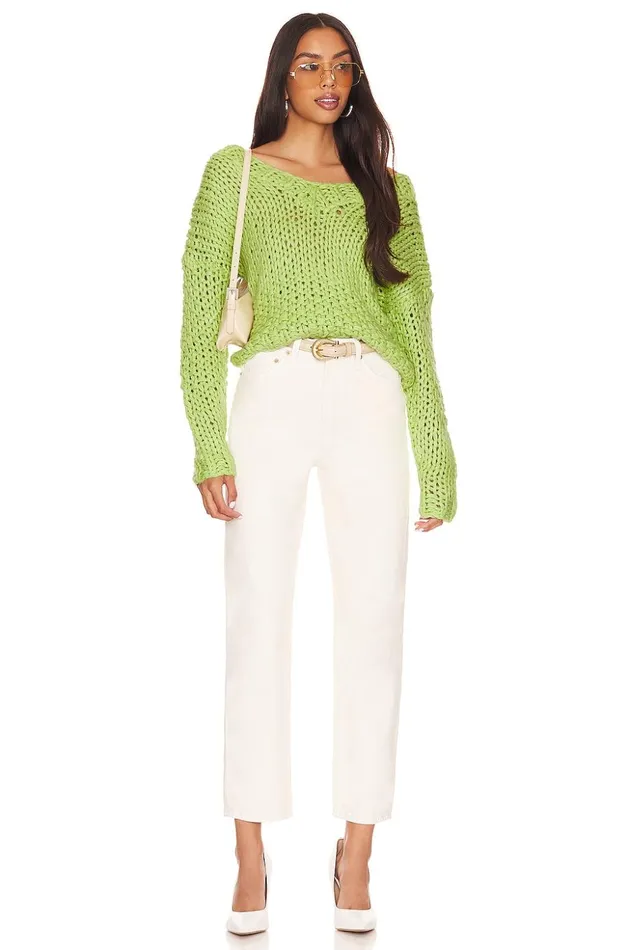 Lovers and Friends Sweaters and Knits Women Doxie Deep V Sweater Lime Green Lovers and Friends Sweaters and Knits Women Doxie Deep V Sweater Lime Green