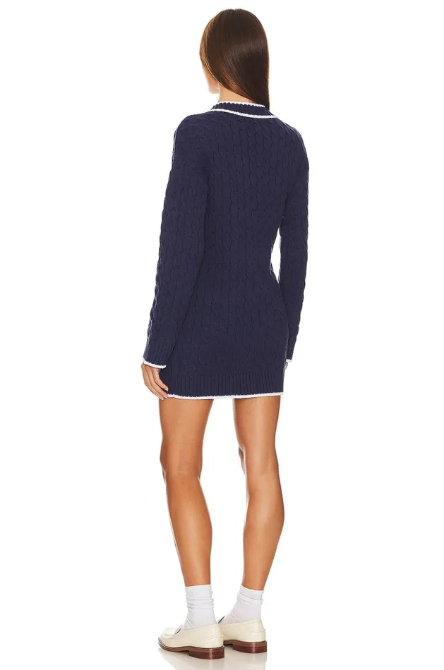 Lovers and Friends Sweaters and Knits Women Julienne Cable Knit Dress Navy and Ivory Lovers and Friends Sweaters and Knits Women Julienne Cable Knit Dress Navy and Ivory