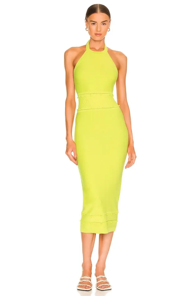 Lovers and Friends Sweaters and Knits Women Morgan High Neck Halter Midi Lime Green