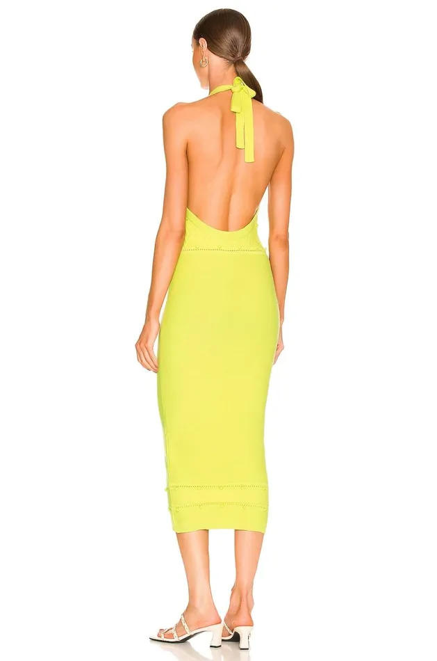 Lovers and Friends Sweaters and Knits Women Morgan High Neck Halter Midi Lime Green Lovers and Friends Sweaters and Knits Women Morgan High Neck Halter Midi Lime Green