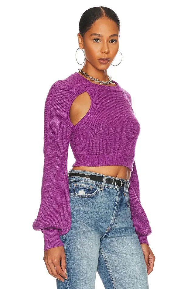 Lovers and Friends Sweaters and Knits Women Saina Cropped Cut Out Sweater Purple Lovers and Friends Sweaters and Knits Women Saina Cropped Cut Out Sweater Purple