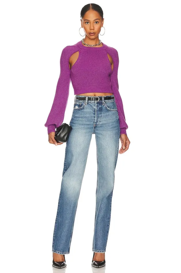Lovers and Friends Sweaters and Knits Women Saina Cropped Cut Out Sweater Purple Lovers and Friends Sweaters and Knits Women Saina Cropped Cut Out Sweater Purple