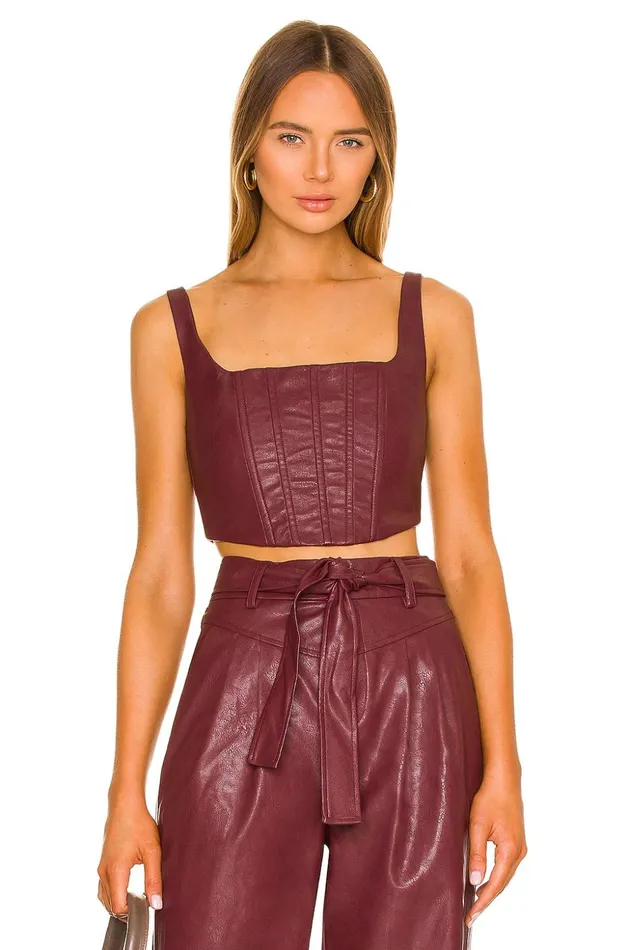 Lovers and Friends Tops Women Bardot Corset Top Burgundy