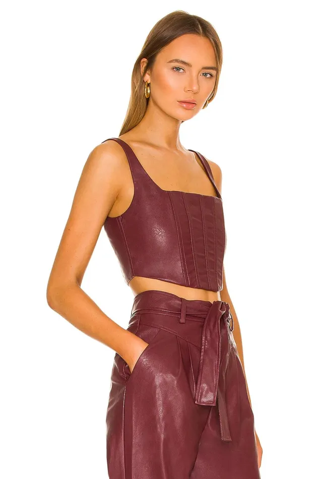 Lovers and Friends Tops Women Bardot Corset Top Burgundy Lovers and Friends Tops Women Bardot Corset Top Burgundy