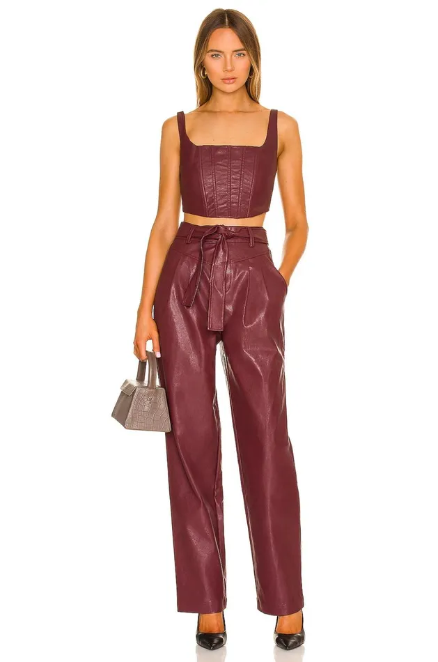 Lovers and Friends Tops Women Bardot Corset Top Burgundy Lovers and Friends Tops Women Bardot Corset Top Burgundy