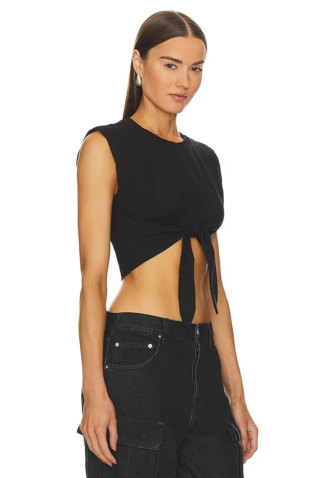 Lovers and Friends Tops Women Cybil Tie Front Top Black Lovers and Friends Tops Women Cybil Tie Front Top Black