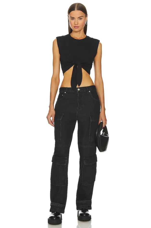 Lovers and Friends Tops Women Cybil Tie Front Top Black Lovers and Friends Tops Women Cybil Tie Front Top Black