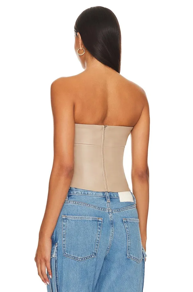 Lovers and Friends Tops Women Daxton Faux Leather Top Beige Neutral Lovers and Friends Tops Women Daxton Faux Leather Top Beige Neutral