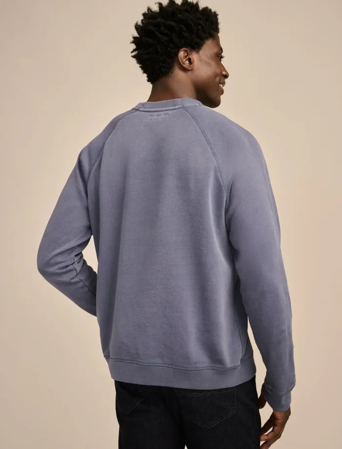 Lucky Brand Activewear Men Fleece Logo Raglan Crew Vintage Indigo