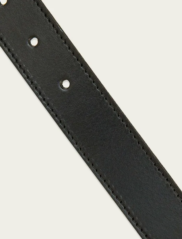 Lucky Brand Belts Women Leather Belt With Double Ring Buckle Black