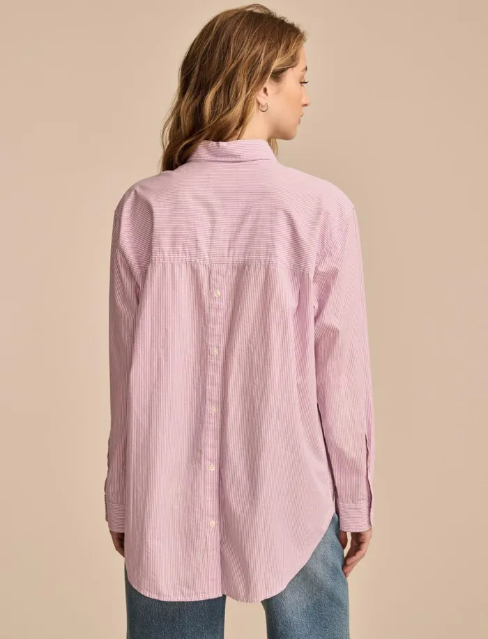 Lucky Brand Blouses Women Oversized Button Back Top Purple Stripe