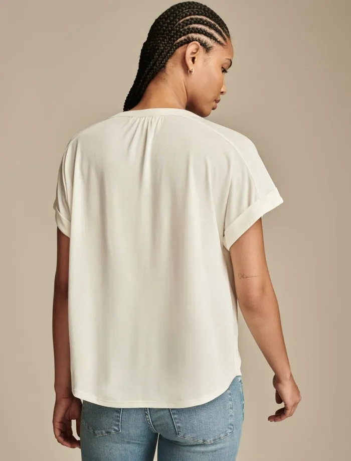 Lucky Brand Blouses Women Sandwash Button Front Top Whisper White