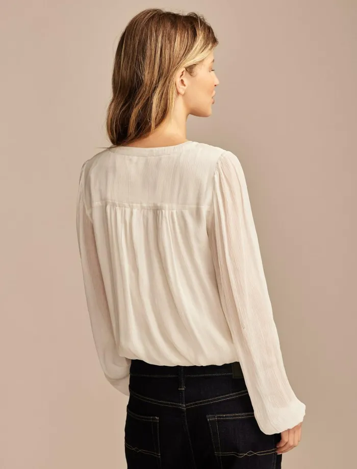 Lucky Brand Blouses Women Smocked Bubble Top Gardenia