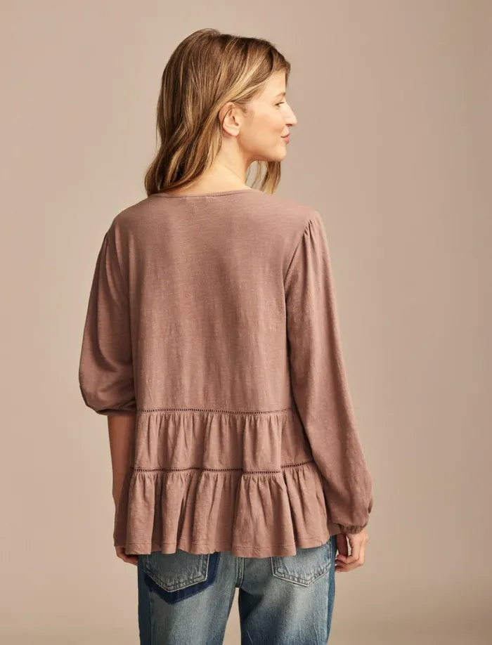 Lucky Brand Blouses Women Square Neck Embroidered Peasant Top Deep Taupe