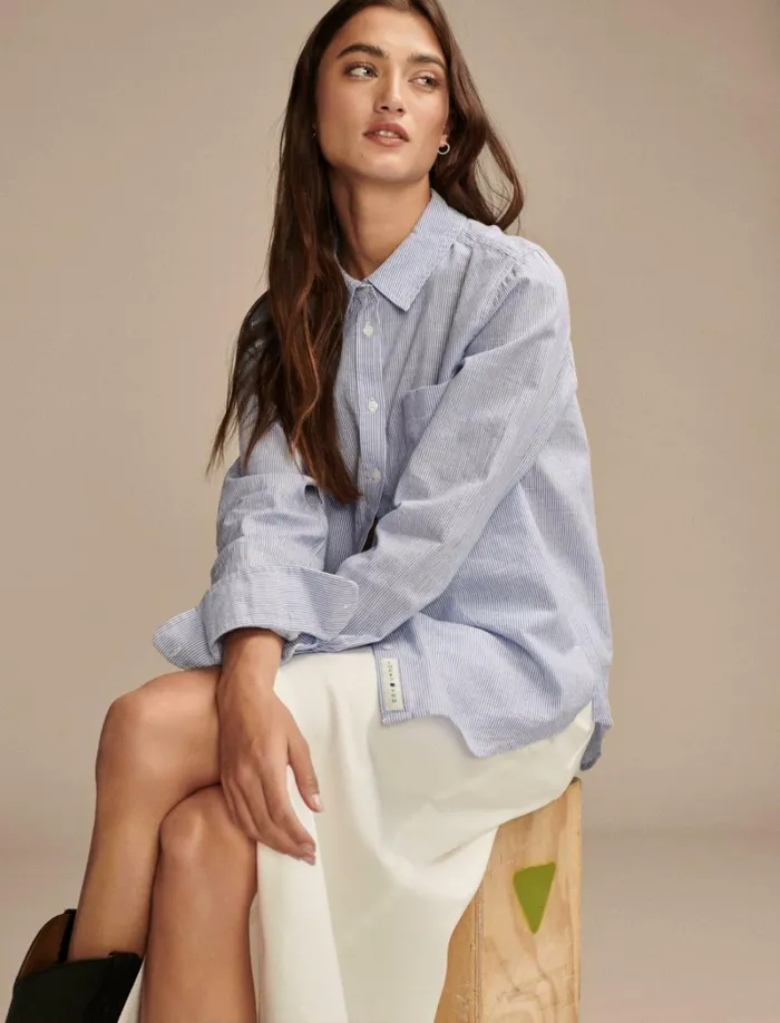 Lucky Brand Blouses Women The Boyfriend ButtonDown Shirt Blue Multi
