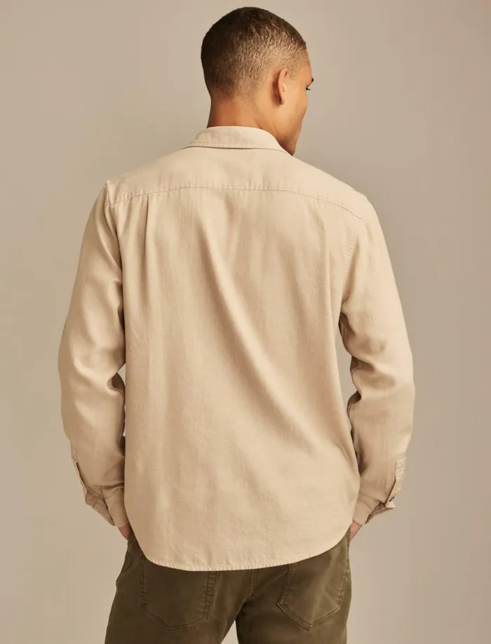 Lucky Brand ButtonDowns Men Solid Cotton Twill Grom Shirt Silver Mink
