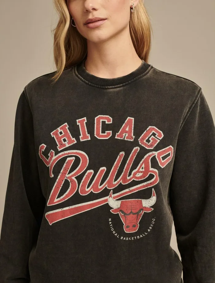 Lucky Brand Graphic Tees Women Bulls Crew Neck Sweatshirt 001 Black