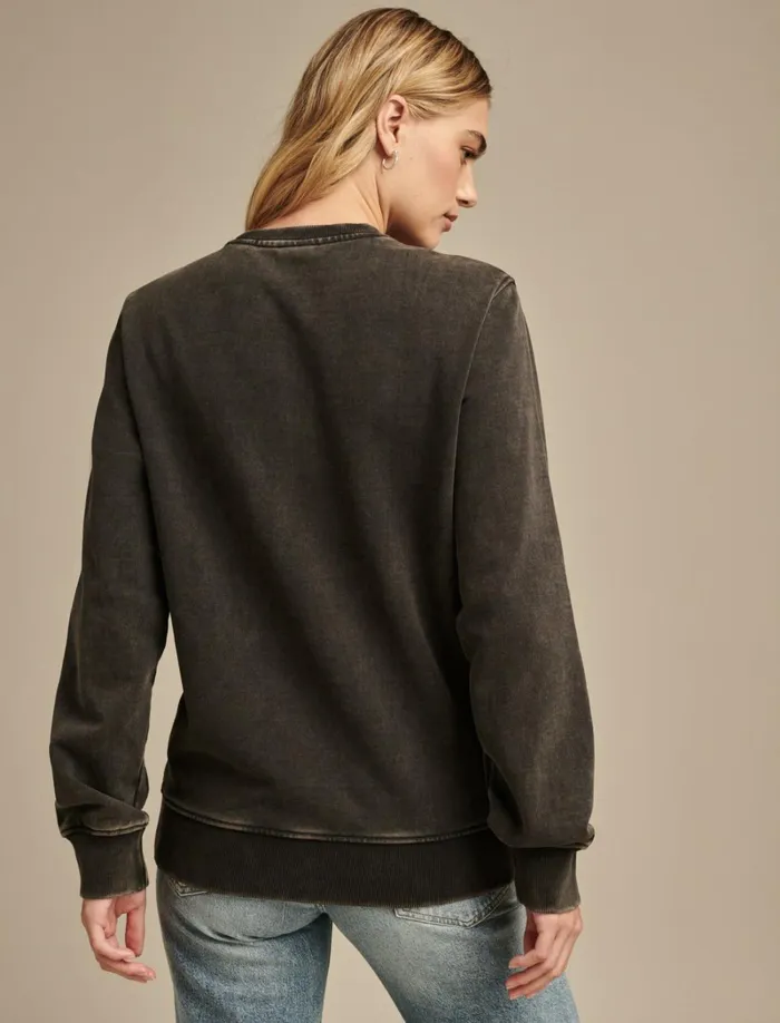 Lucky Brand Graphic Tees Women Bulls Crew Neck Sweatshirt 001 Black