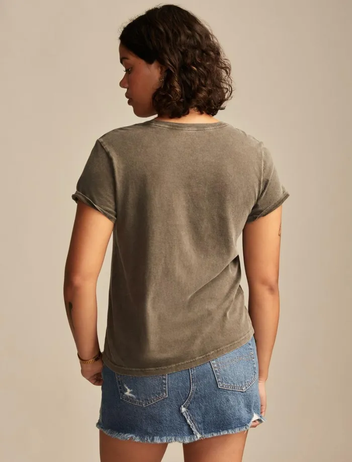 Lucky Brand Graphic Tees Women Grateful Dead Embellished Logo Classic Crew Beluga